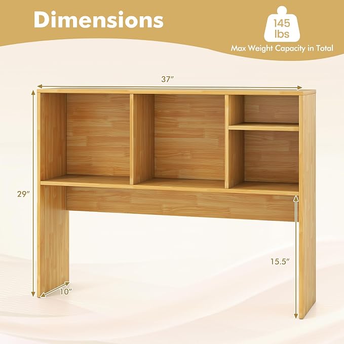 Tangkula Desktop Bookshelf, Countertop Storage Hutch with 4 Shelves for Computer Desk, Desktop 2-Tier Display Rack, Multipurpose Wood Desk Hutch Storage Organizer for Dorm Office Home