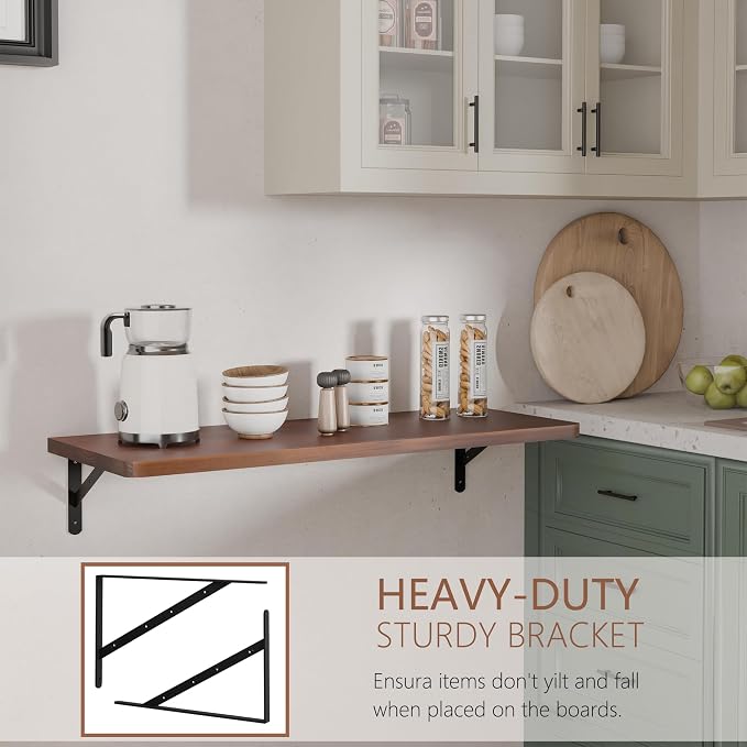 Floating Wall Desk for Home Office,Wall Mounted Table with Pine Wood,36 Inch Workbench for Garage,Work Table with Heavy Duty Brackets for Kitchen,Dining,Laundry,Floating Shelf for Wall
