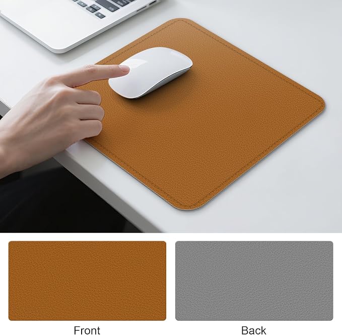 Dual Sided Leather Desk Mat - Waterproof Desk Pad - Ideal for Large Mouse Pad and Desk Mats on Top of Desks (Brown, 11"*8")