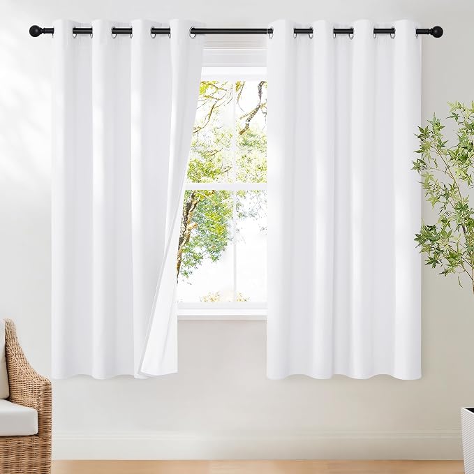 NICETOWN 100% Blackout Window Treatment Curtain, Snow White, 1 Panel, 55 by 68, Energy Smart Thermal Insulated Shade & Blind for Bedroom with Grommet Ring Top
