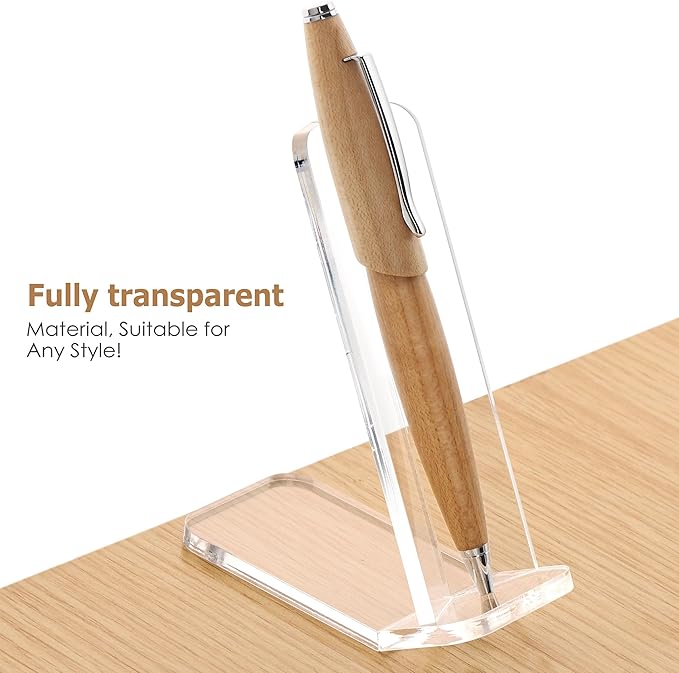 SANRUI Acrylic Pen Display Stand Holder, Clear Fountain Pen Makeup Brush Rack, Ballpoint Pen Showcase, Paintbrush Drying Organizer Desk for Home School Office or Store Use, Holds 1 Pen