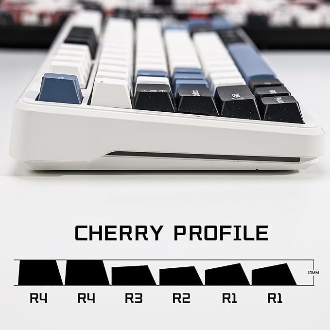 Arctic PBT Double Shot Keycap Set,174 Keys Retro Blue Custom Key Cap Keycaps 60 Percent Cherry Profile Keycaps for 61/64/68/84/87/100/104/108 Mechanical Keyboard