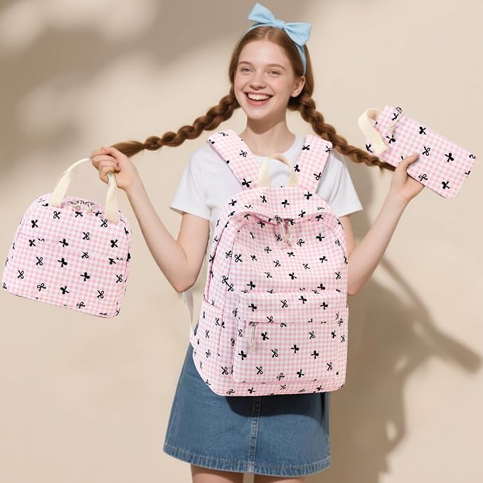 LEDAOU Backpack for Girls School Bag Kids Bookbag Teen Backpack Set Daypack with Lunch Bag and Pencil Case | Kids