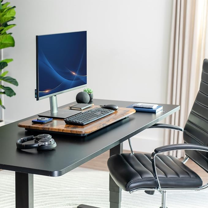 VIVO Vintage Brown 29 inch Single Top Standing Desk Converter, DESK-V000UN | Economy, Height Adjustable Rustic Sit Stand Tabletop Monitor and Laptop Riser Workstation, Holds 22 lbs, No Assembly Required