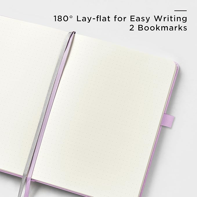 &And Per Se Dotted Journal and Pen Set, A5 Leather Hardcover Dotted Notebook, 160 Pages 100GSM Thick Paper Dot Grid Journal with Fineliner Pen (Purple)