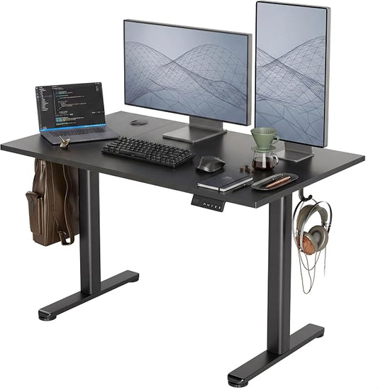 Claiks 48 x 24 Inch Black Electric Standing Desk | Adjustable Height, Sit Stand, 3 Memory Presets, Cable Management, Spacious Ergonomic, Home Office & Bedroom