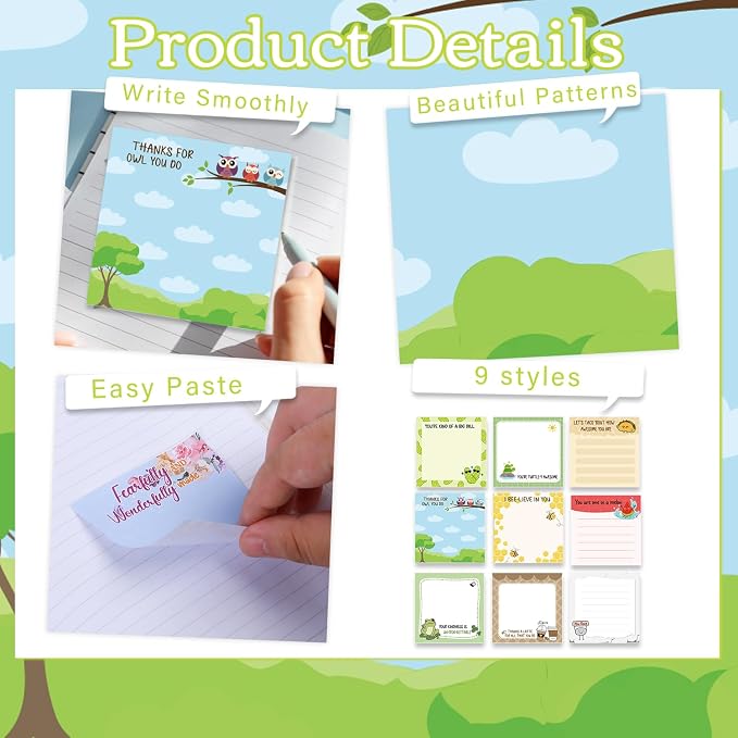 Inspirational Sticky Notes Gifts - 9 Pack Funny Positive Quotes Notepads 3x3 Inches, Fun Motivational Self-Adhesive Memo Pads Office Study Supplies for Friends Coworkers (450 Sheets)
