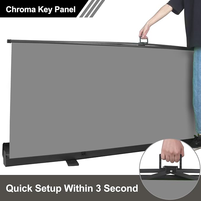 EMART 77x92in Collapsible Chromakey Panel Grey Screen for Photo Backdrop Video Studio,Portable Pull Up,Solid Aluminium Base Wrinkle-Resistant Fabric,Auto-Locking Air Cushion Frame