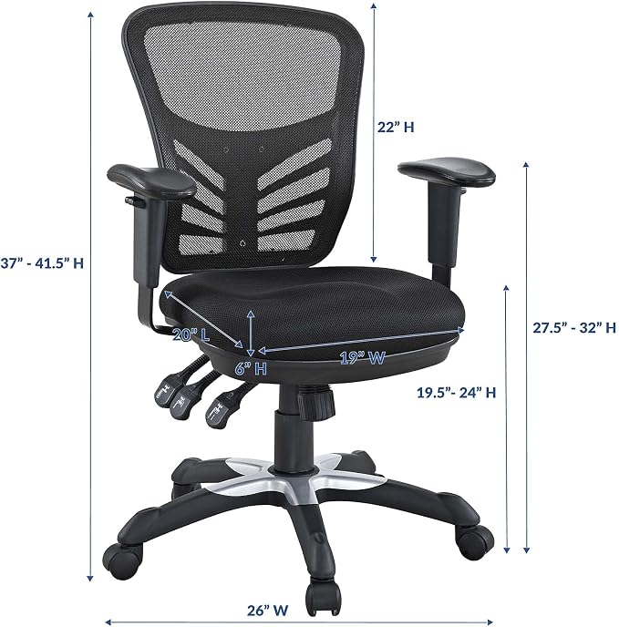 Modway EEI-757-BLK Articulate Ergonomic Mesh Office Chair in Black