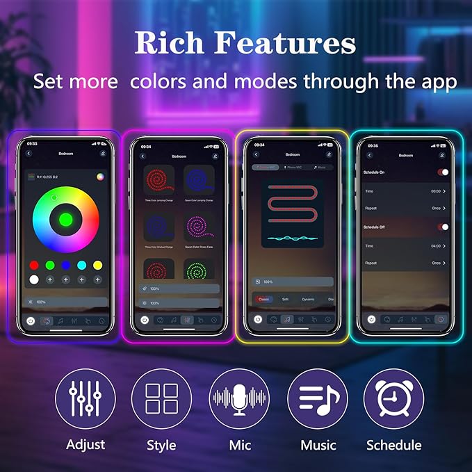 80FT Neon Rope Lights,Flexible Led Light Control with App/Remote,Multiple Modes,IP65 Outdoor Waterproof,Music Sync Strip for Bedroom