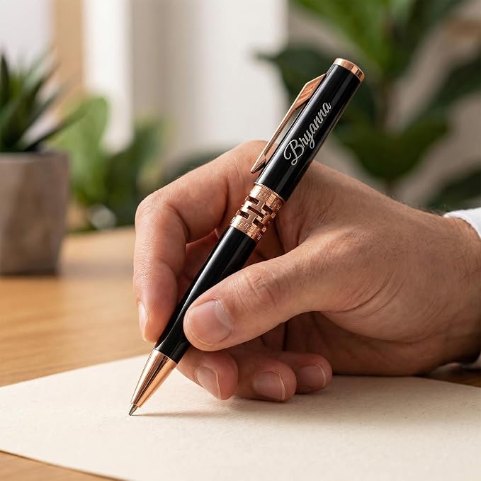 Yastar Personalized Ballpoint Pen Luxury Pen with a Custom Medal - Engraving with your Message Names Company Names Phone Number Gift for Business Men Women Friends Business Employees