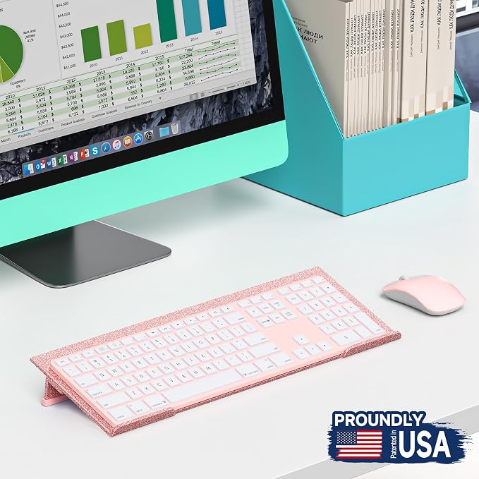 Ergonomic Computer Keyboard Stand - Adjustable Keyboard Riser Tilt Glitter Rose Gold Acrylic Keyboard Tray Non-Slip Elevated Typing Key Board Holder Lift for Home Office Desk Accessories