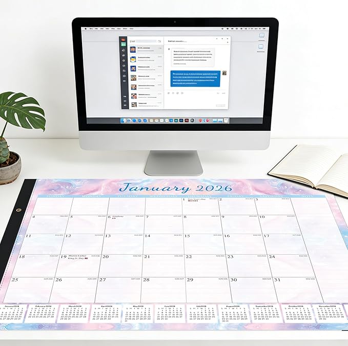 2026 Desk Calendar Large 22x17 – Desk Top Calendar 2026 with plastic cover