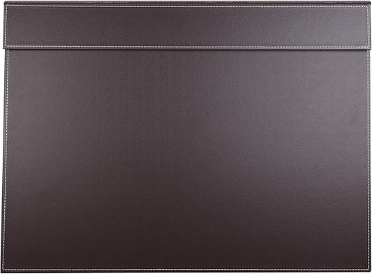 KINGFOM Ultra-Smooth PU Leather Desk Pad & Mat Office Desk Drawing & Writing Board A3/ A4 File Paper Clip Table Protector Mat on Top Large 24''x18'' (Brown)