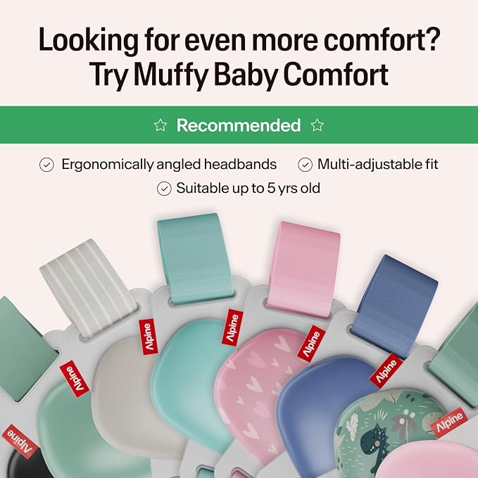 Alpine Muffy Baby Ear Protection for Babies and Toddlers up to 48 Months - CE & ANSI Certified - Noise Reduction Earmuffs - Comfortable Baby Headphones Against Hearing Damage & Improves Sleep - Sage