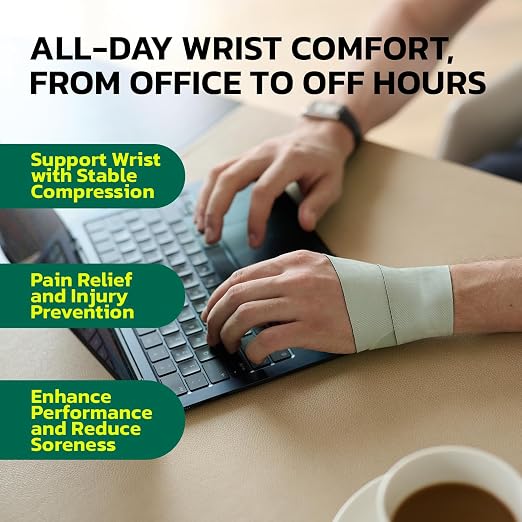 Adjustable Wrist Brace for Pain Relief, Carpal Tunnel & Tendonitis Support – Ergonomic Compression, Breathable & Anti-Slip Design, Fits Left & Right Hand, Ideal for Sports, Gaming & Office Use 2pcs
