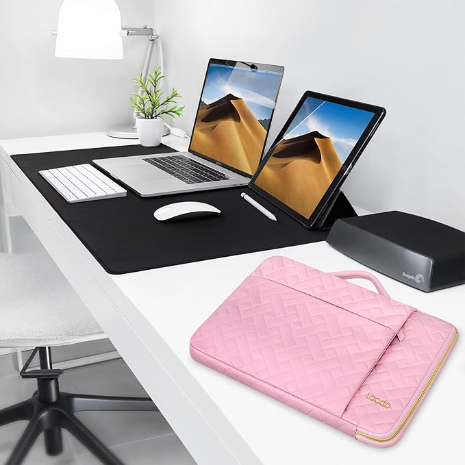 Lacdo 360° Protective Laptop Sleeve Case for 14 inch New MacBook Pro M5 Pro/Max A3426 A3427 (2026), M5/M4/M3/M2/M1 A3434 A3112 A3401 A3185 A2918, 13.8 inch Surface Laptop Computer Bag, Sakura Pink