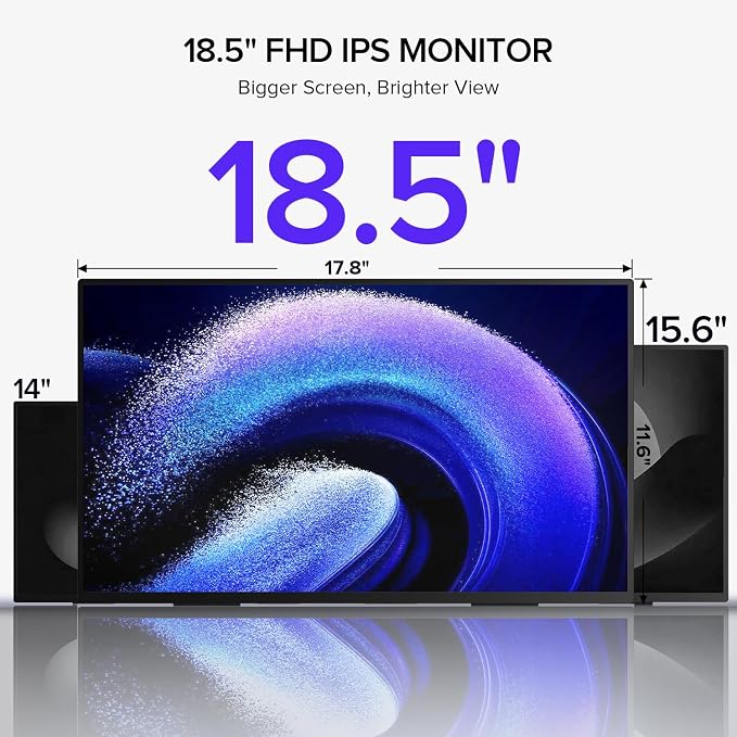 UPERFECT Portable Monitor 18.5" 120HZ 125% sRGB Portable Laptop Monitor w/VESA & Stand, FreeSync HDR Gaming Monitor, 350Nits USB-C & MINI HDMI Travel Second Screen for Laptop, PC, Game Consoles