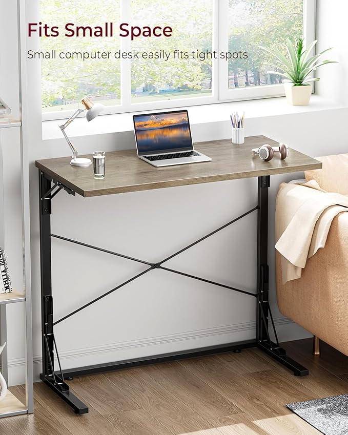 Vantic 31.5" Folding Desk, Foldable TV Tray Table for Eating on Couch, Extra Large TV Dinner Trays, Portable Fold Computer Writing Desk Table for Home Office, Greige