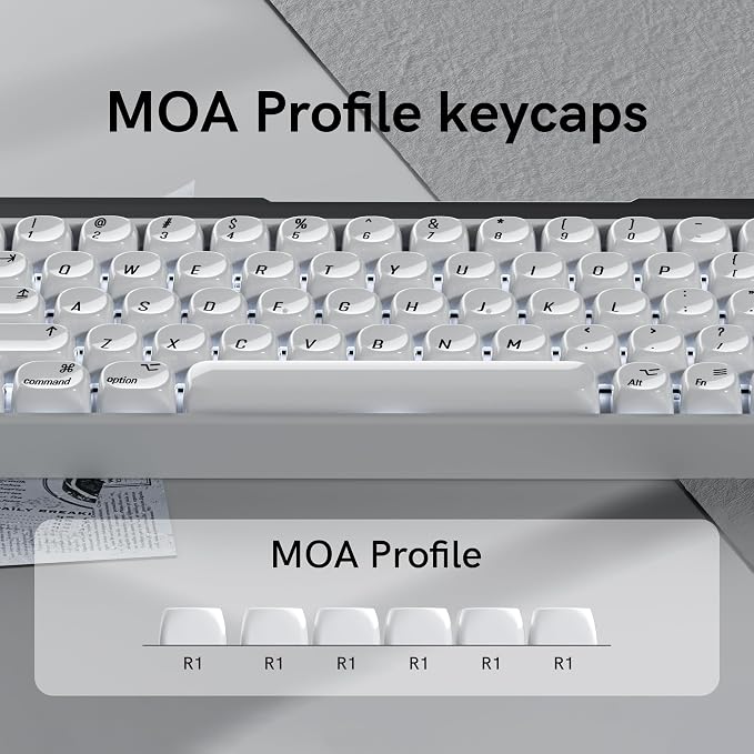 dagaladoo White PBT Keycap Set,Glossy Custom Keycaps Ceramic Style, Dye Sublimation Keyboard Key caps 131-key,MOA Profile Keycaps for 100% 75% 65% 60% TKL US Layout Mechanical Keyboard