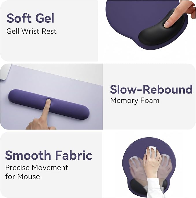 Mouse Pad with Keyboard Wrist Rest,Ergonomic Mouse Pad Wrist Support PU Base with Coaster,Mousepad with Nonslip Base for Computer Laptop Keyboard Home&Office