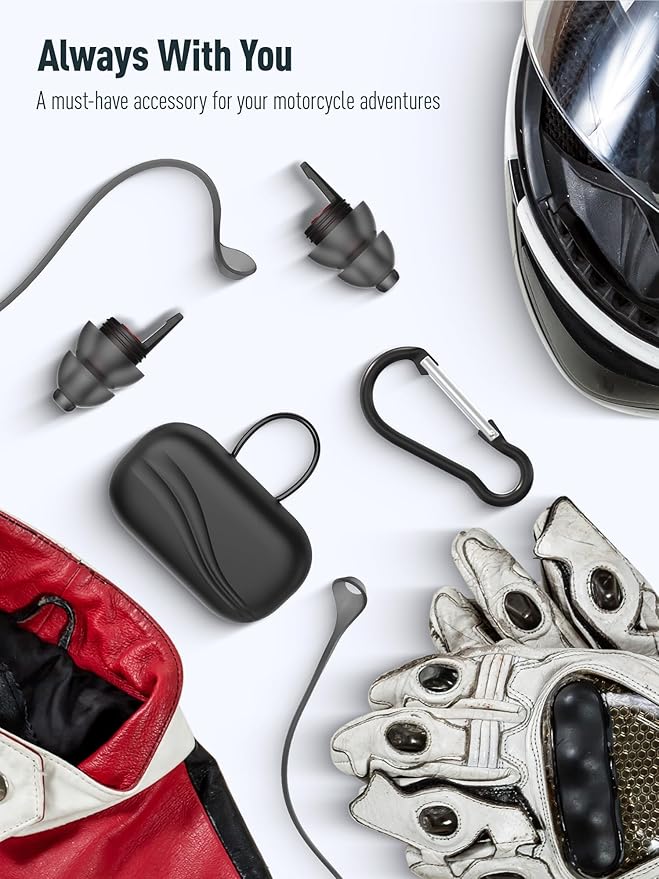 Motorcycle Ear Plugs for Wind Noise Reduction, Keep Comms Clear, Comfort Under Helmet & Prevent Hearing Damage, Noise Canceling 25 dB, Reusable Earplugs for Motorbike, Touring, Racing, Shooting
