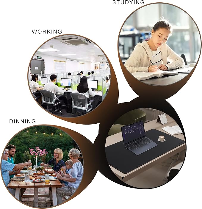 MAIDERN Leather Desk Mat, 35.4” x 19.6” Reversible Large Desk Pad Mat, Cork & Leather Large Mouse pad for Desk, Waterproof Computer Desk Mat for Gaming Home Office (Black)