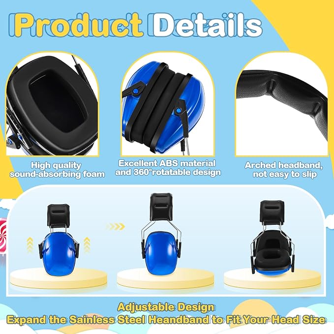 Amylove 12 Pcs Kids Ear Protection Noise Cancelling Headphones Ear Muffs Bulk 27db Adult Noise Reduction Hearing Earmuff(Universal Fit (kids & Adults),Bright Style)