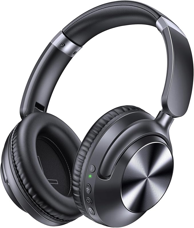 TAGRY Hybrid Active Noise Cancelling Headphones 100H Playtime Wireless Over Ear Bluetooth Headphone with Fast Charging Hi-Res Audio Comfort Earcups Headsets for Travel Home Office Phone PC Black