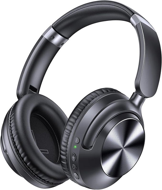 TAGRY Hybrid Active Noise Cancelling Headphones 100H Playtime Wireless Over Ear Bluetooth Headphone with Fast Charging Hi-Res Audio Comfort Earcups Headsets for Travel Home Office Phone PC Black