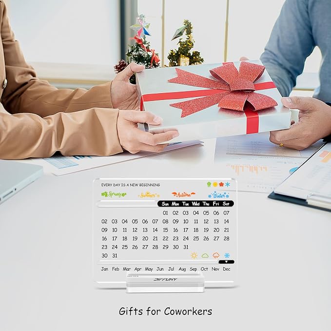 Acrylic Perpetual Desk Calendar – Cute Modern Office Decor & Office Gifts for Coworkers, Women & Men