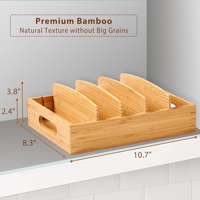 Umilife Food Container Lid Organizer for Kitchen Cabinet Drawer, Organization & Storage in Pantry, Office, Bathroom, Size Medium