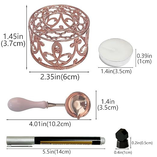 Sealing Wax Kit, Wax Seal Warmer with 24 Colors 600pcs Beads, Spoon and Metallic Pen, for Spring Gift and Decoration