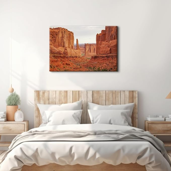 Large National Park Landscape Canvas Wall Art for Bedroom Wall Decor Vintage Grand Canyon Cliff Scenery Picture Wall Decor Nature Orange Rock Mountain Prints Paintings Artwork Home Decoration 32x48"