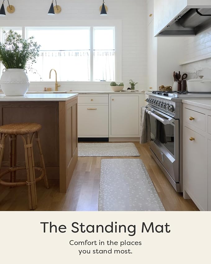 House of Noa Nama Standing Mat – Anti-Fatigue Kitchen Mats for Floor, Cushioned & Non-Slip Kitchen Comfort Mat for Standing, Thick Foam Anti-Fatigue Mat for Kitchen & Workspaces, Fawn Shea 22" x 36"