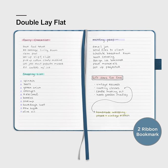 &And Per Se Lined Journal Notebook for Women&Men with Pattern, 160 Pages 100GSM Thick Paper, A5 Hardcover Journals for Writing(Blue)