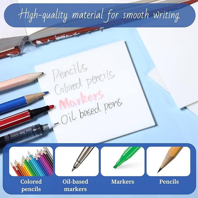 450 Sheets Transparent Sticky Notes, 3 x 3 inch See Through Sticky Notes Self-Adhesive Translucent Note Clear Waterproof Stickys Note Pads for Reading Writing Study Office School Supplies (9 Pads)
