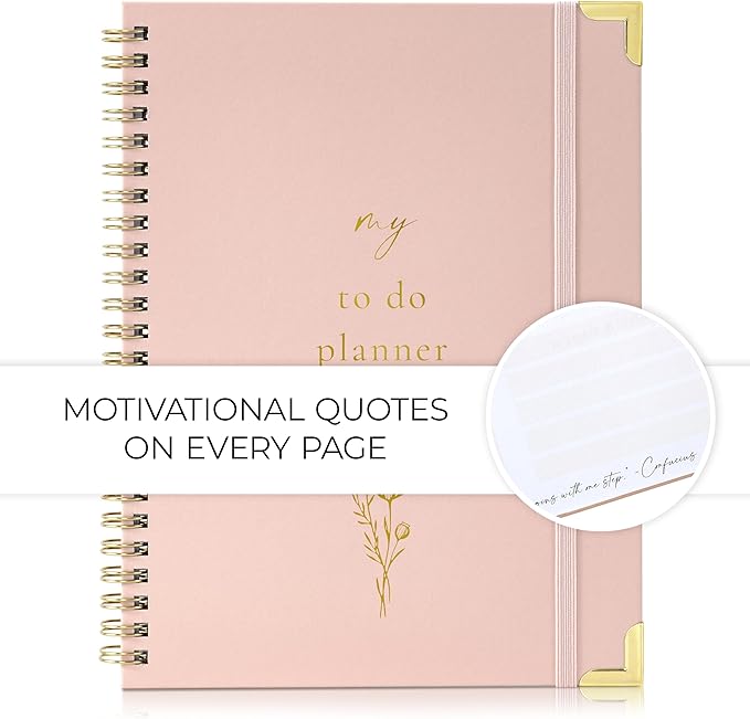 Beautiful To Do List Notebook - Aesthetic Daily Planner to Easily Organize Your Tasks And Boost Productivity - Stylish Undated ADHD Planner Gift and The Perfect School or Office Supplies For Women
