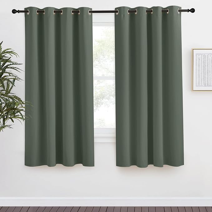 NICETOWN Blackout Curtain for Living Room 68 inch Long, 1 Panel, Dark Mallard, W55 x L68, Grommet Thermal Insulated Room Darkening Sound Proof Curtain for Bedroom/Kids Room
