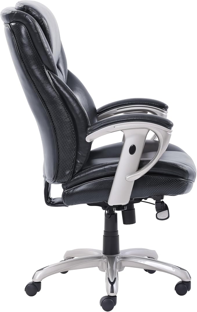 SertaPedic Emerson Executive Task Chair, Supports Up to 300 Lb, 19" to 22" Seat Height, Black Seat/Back, Silver Base