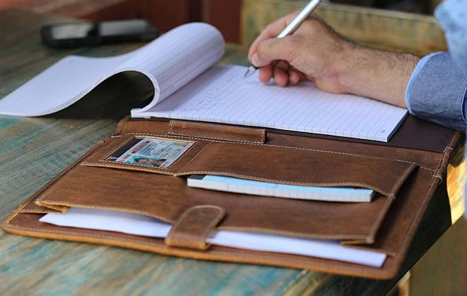 Leather Business Portfolio Business Personal Organiser Folder Full Grain Leather padfolio by KomalC