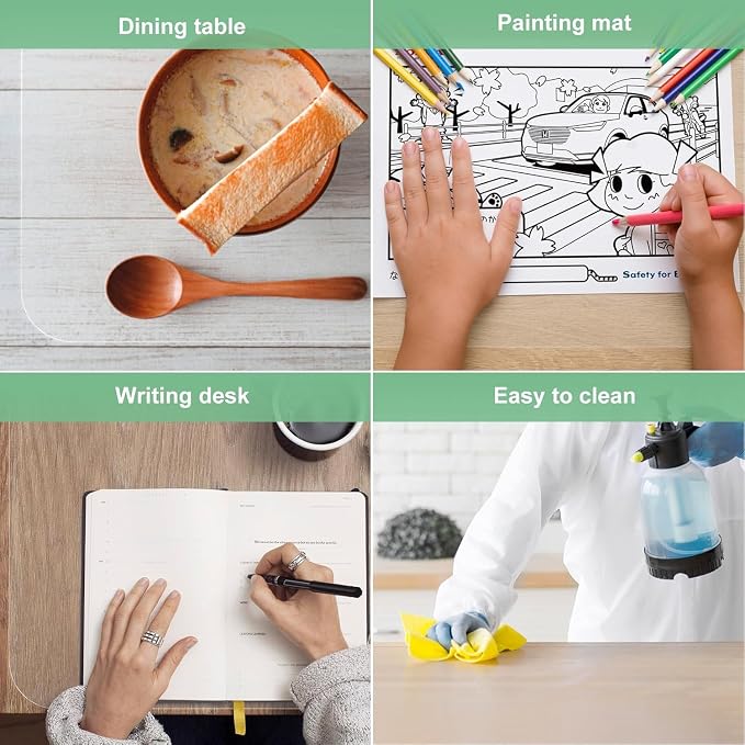 NATRKE Clear Desk Mat Pad, 35.4"x15.7" Large Transparent Computer Desk Mat Plastic Desktop Protector, PVC Writing Pad Round Edge, Waterproof Wipeable Non-Slip Table Protector for Home Office, Frosted