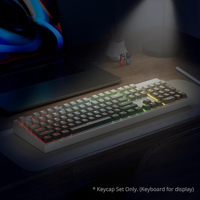 Guffercty kred 135 Key Gradient Keyboard Keycap Set Backlit, OEM Profile-PBT Material-Translucent Characters Compatible with MX Switches(Fading Ashes)