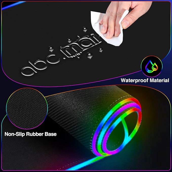 XXL RGB LED Gaming Mouse Pad with Magnetic Wireless Charger & Foldable Phone Holder, 31.5"x15.8" Extended Ultra-Smooth Desk Mat, 25 Lighting Effects, Non-Slip Base, Includes 20W PD Adapter