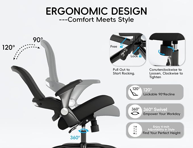 TRALT Office Chair - Ergonomic Office Chair with Back Support, Home Office Desk Chairs, 330lbs Wide Seat Big and Tall Office Chairs, Comfy Desk Chair for Work, Study, Office, Gaming (Black)