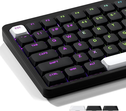 XVX Low Profile Black Keycaps, Shine Through Keycap Sets, Double Shot PBT Keyboard Keycaps Compatibility for 60% 75% 80% 85% 100% MX Switches Mechanical Keyboard- Only Key caps