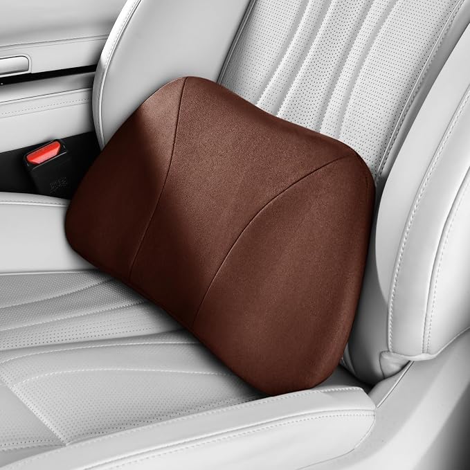 Lumbar Support Pillow,Back Pain Relief Cushion,fits tightly around the waist,Memory Foam,Skin-friendly Suede Fabric,fit Car Drive,Office chair,Rest seat,Improve Posture,Portable,15.5''Lx 8.7''H