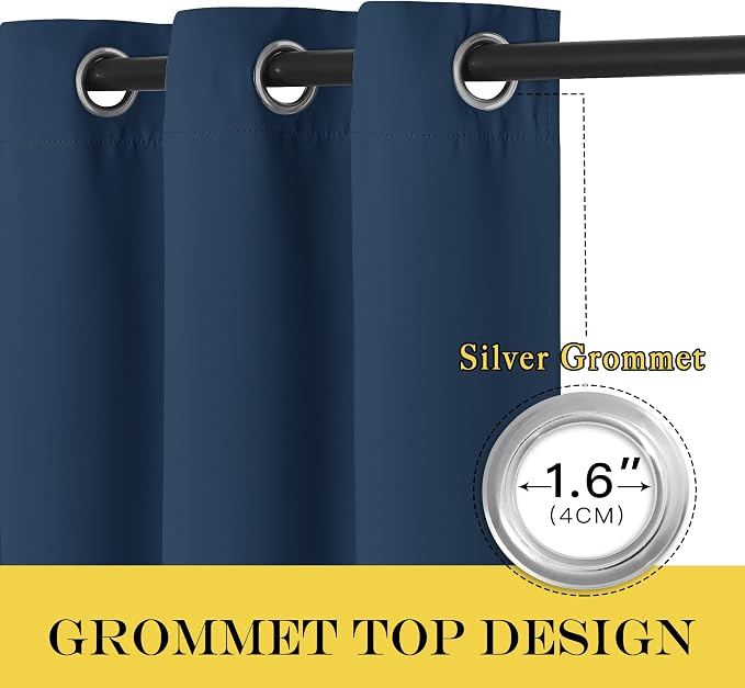 NICETOWN Blackout Sliding Door Curtains 84 Inch Length, Extra Wide Room Divider Grommet Energy Saving Thermal Insulated Curtain for Patio Door Window(W80 x L84, 1 Panel, Moroccan Blue)