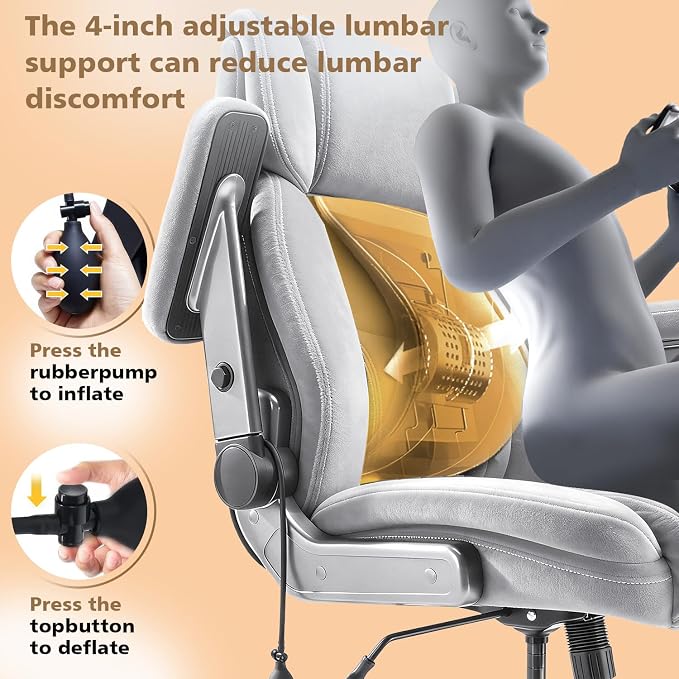 Fabric Big and Tall Office Chair 600LBS Capacity with 5D Flip Arms,Heavy Duty Cloth Computer Chair,Plus Size High Back Desk Chair with Wide Pocket Spring Seat