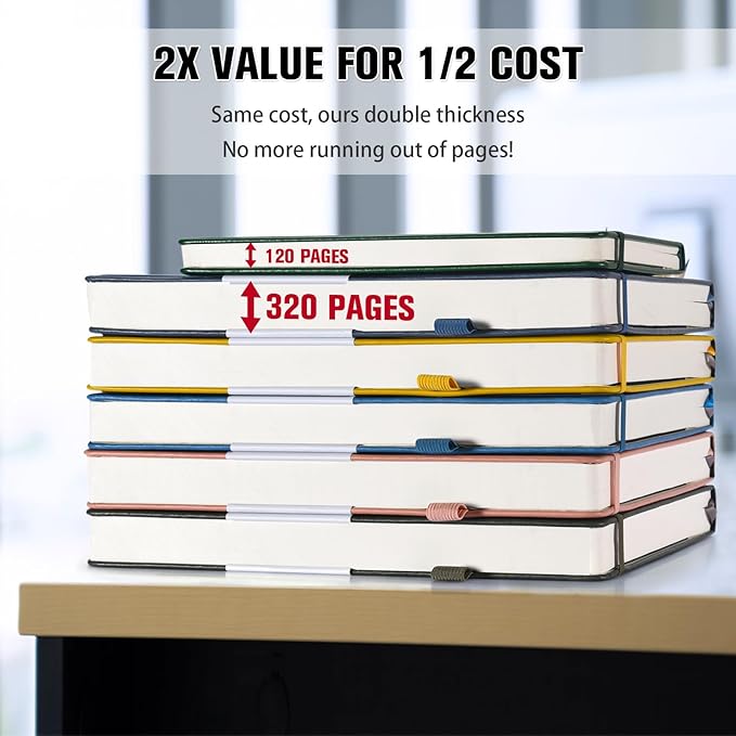 5 Pack Blank Journal Notebooks Bulk, Hardcover A5 Sketchbook, 320 Pages No Bleed 100 GSM Thick Paper Sketch Book for Drawing Writing, Unlined Notebooks for Work, Leather Journal for Women Men School